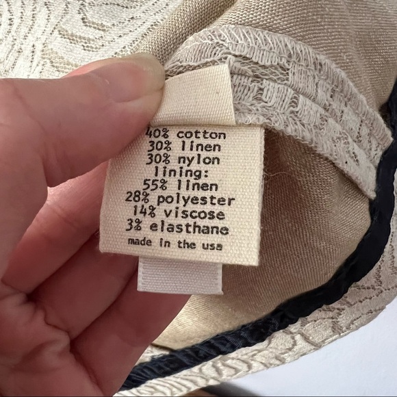 L'AGENCE Neutral Lace Rose Patterned Linen Blend Dress 8 - Picture 13 of 16